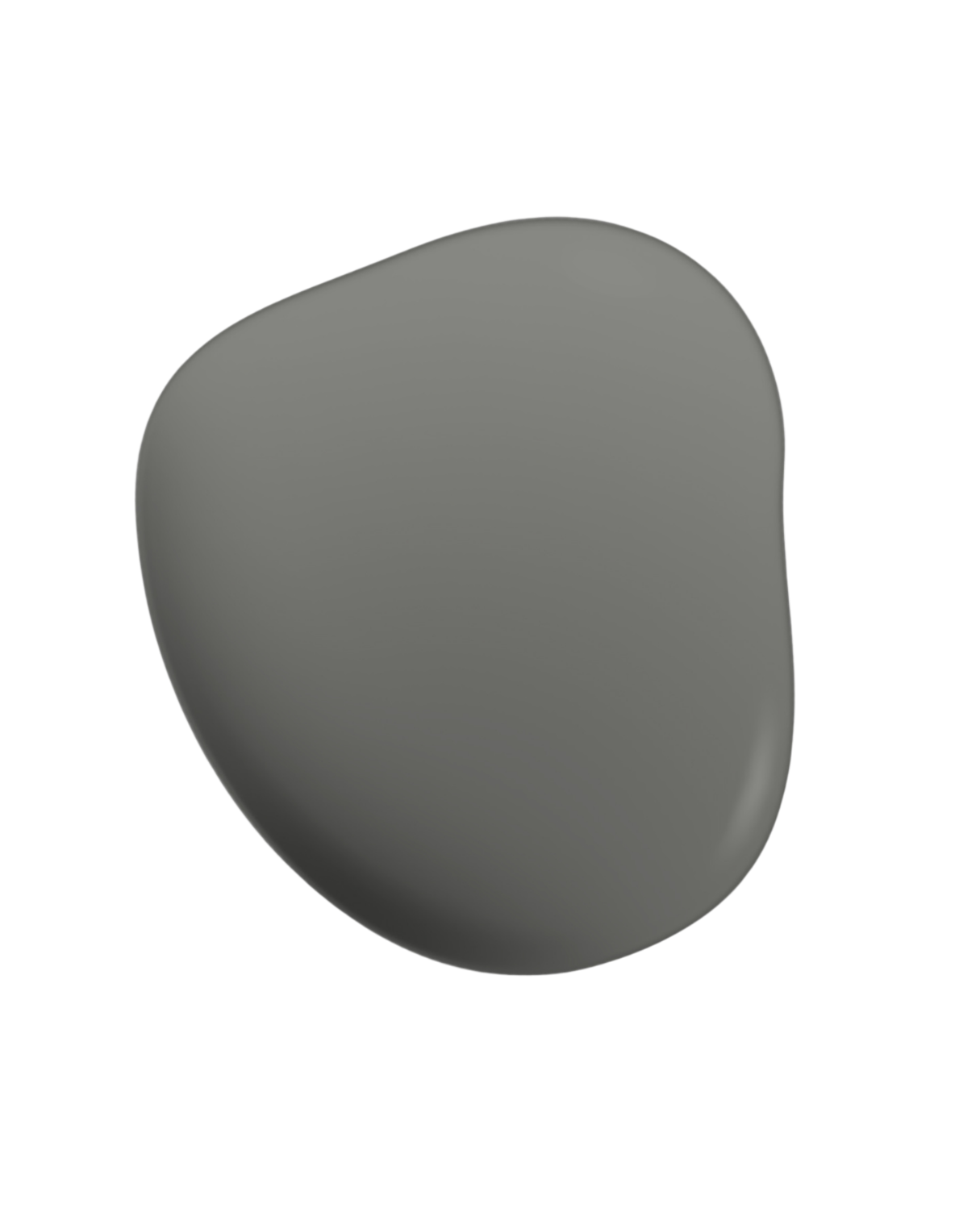 Grey paint sample swatch with smooth, rounded edge
