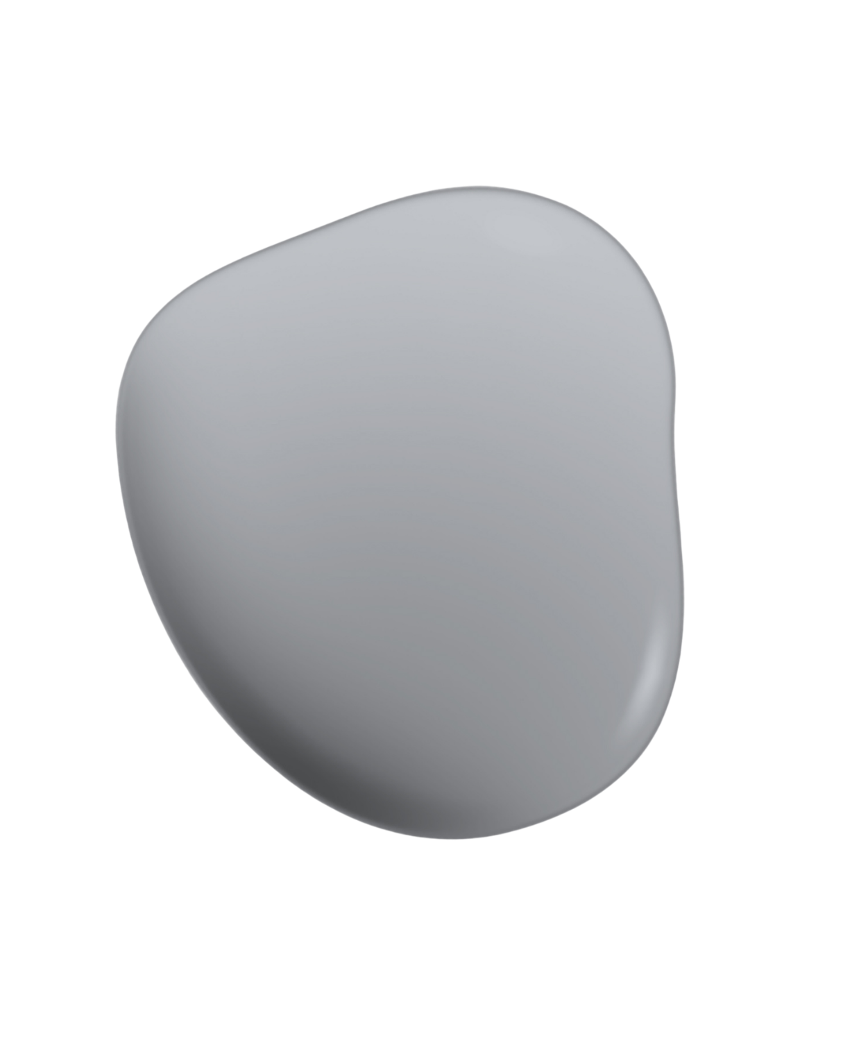 Grey paint chip sample on white background