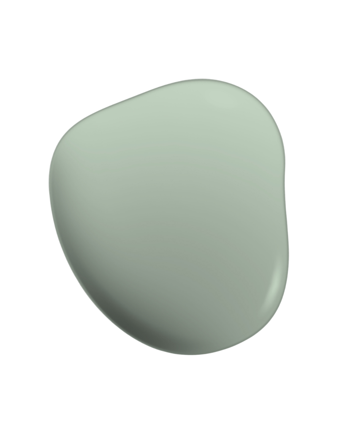 Soft grey-green paint sample, smooth rounded shape
